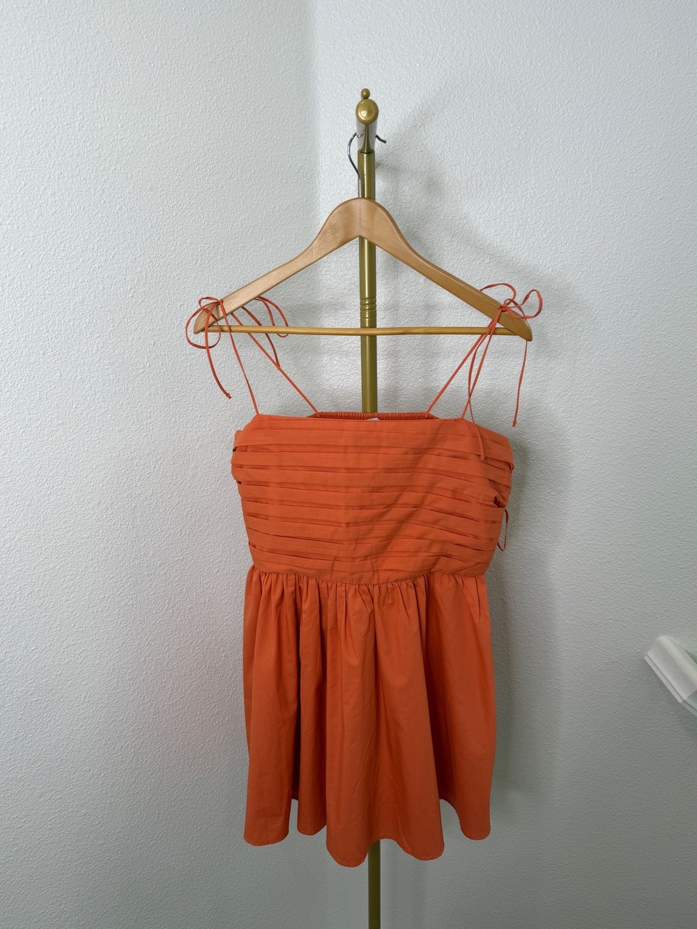 Abercrombie & Fitch Emerson Tie-Strap Mini Dress Melon Orange Size LP NWT